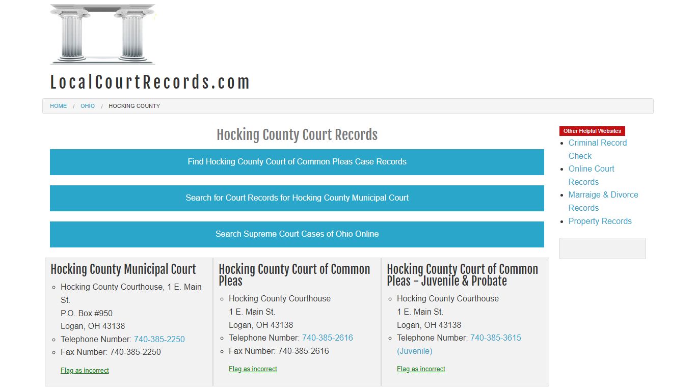 Hocking County Court Records - Ohio